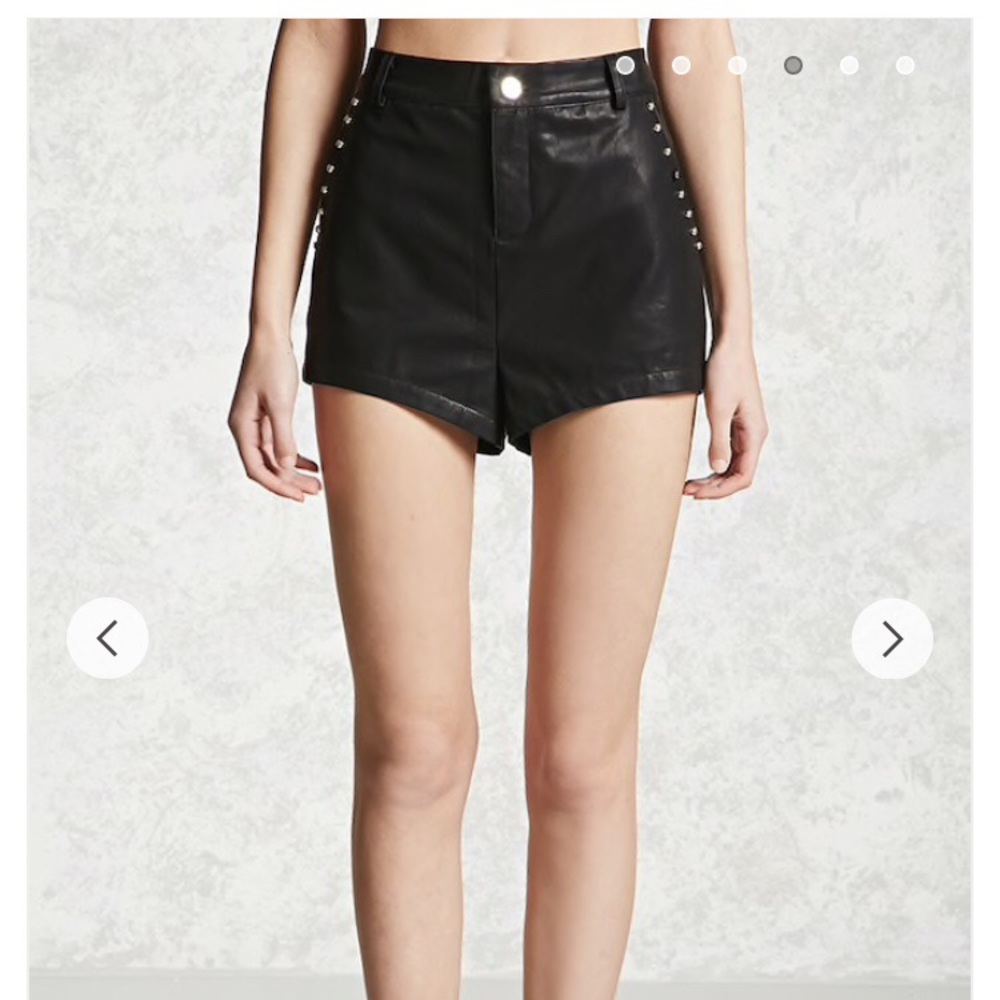 F21 faux leather stud embellished shorts